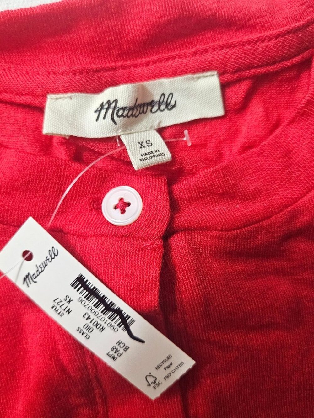 Madewell Wool-Blend Crewneck Cardigan Red Women's XS NT727 - Picture 5 of 5